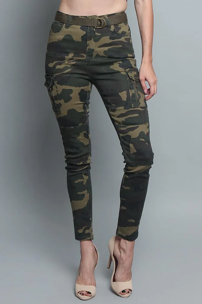 Women's Cargo Color Camo Skinny Pants