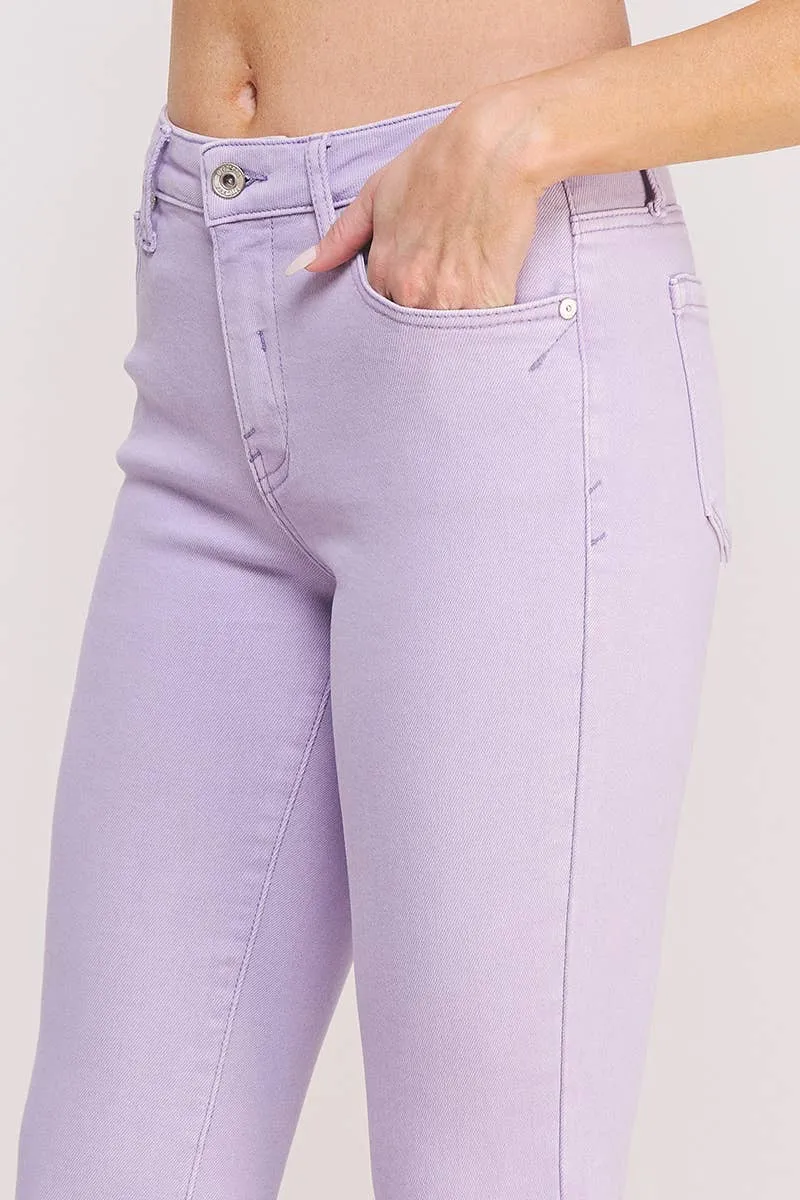 Women's Mid Rise Pastel Lilac Skinny Boot Cut Jean by Special A - P8017