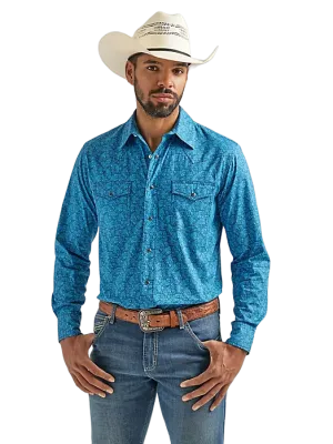 Wrangler Men's 20x Long Sleeve Western Snap Print Shirt